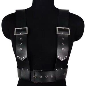 Women Black Suspender Belt Gothic Punk Decor Adjustable Waist Harness
